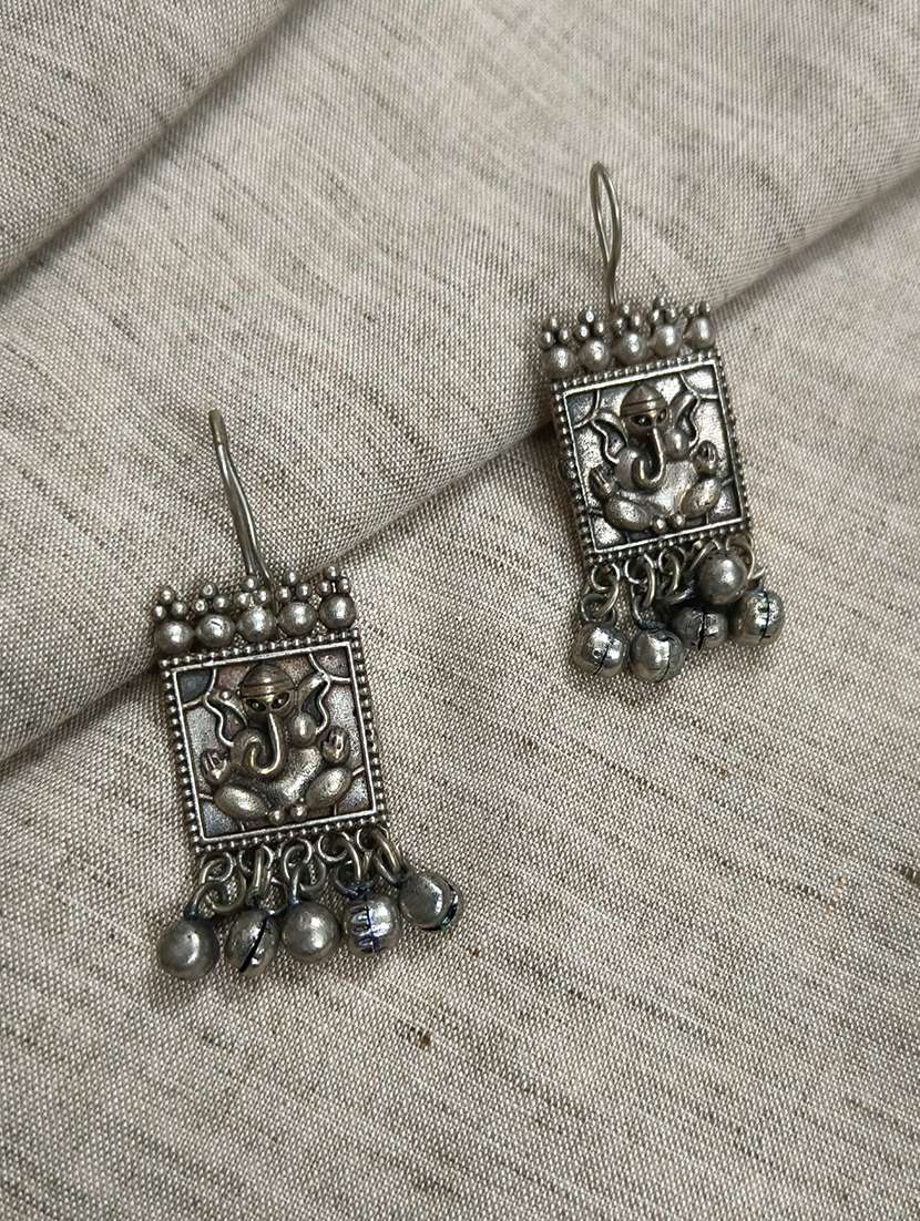 women silver brass drop earrings