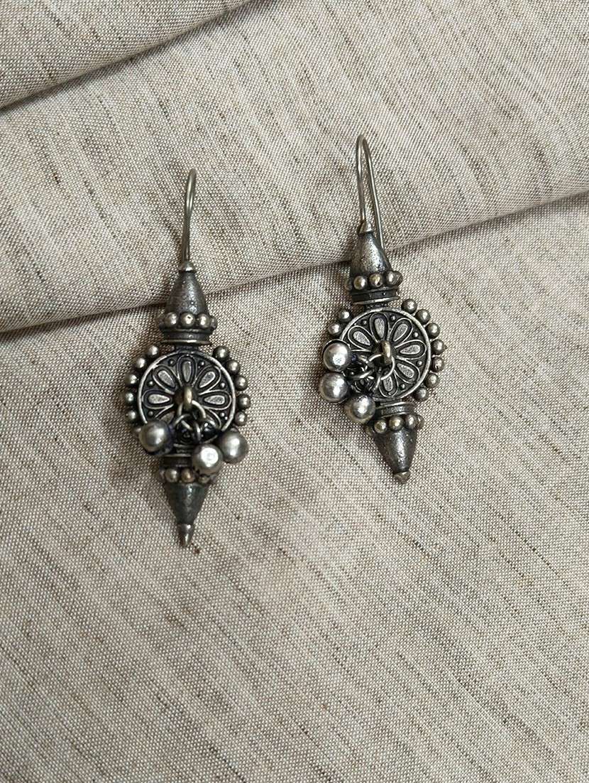 women silver brass drop earrings