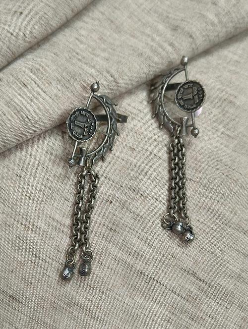 women silver brass drop earrings - 21743775 - Standard Image - 0
