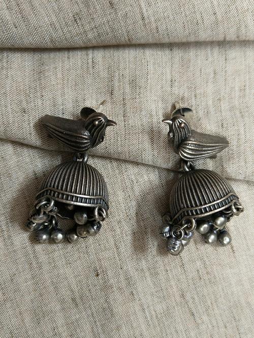 women silver brass jhumka earrings - 21743790 - Standard Image - 0