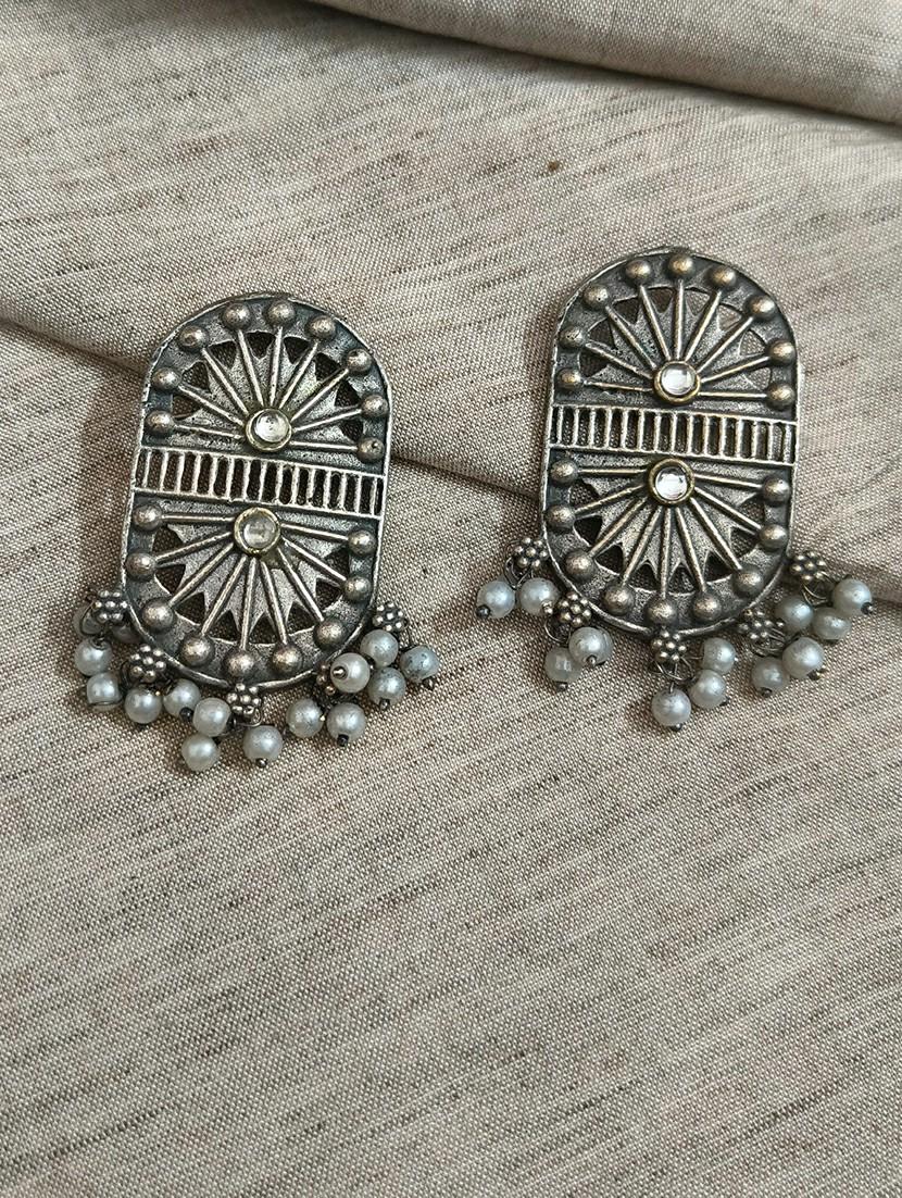 women silver brass drop earrings - 21743799 - Zoom Image - 0