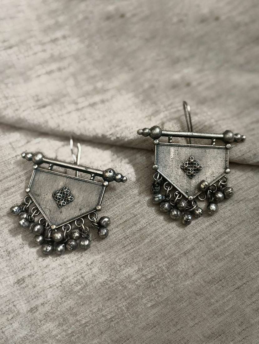 women silver brass drop earrings