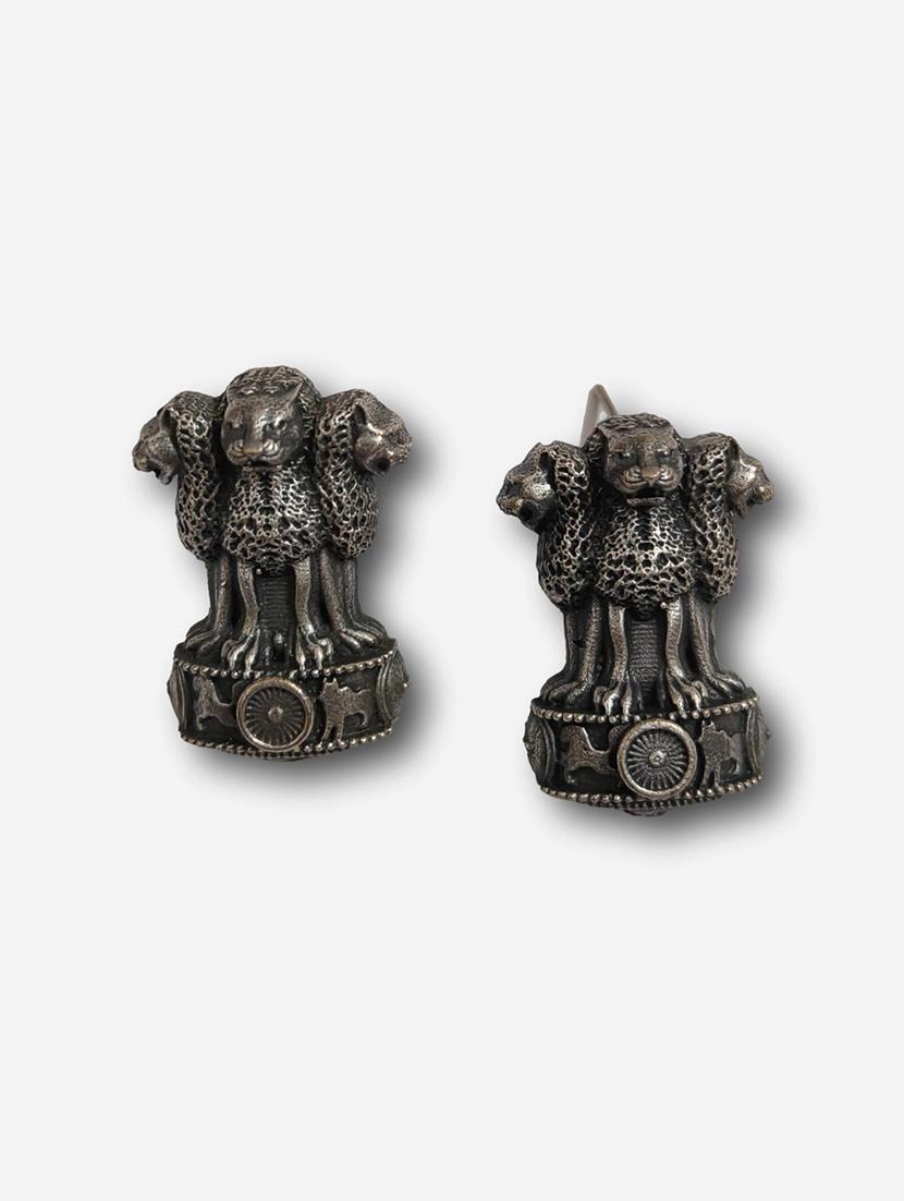 women silver brass studs earrings - 21743805 -  Standard Image - 1