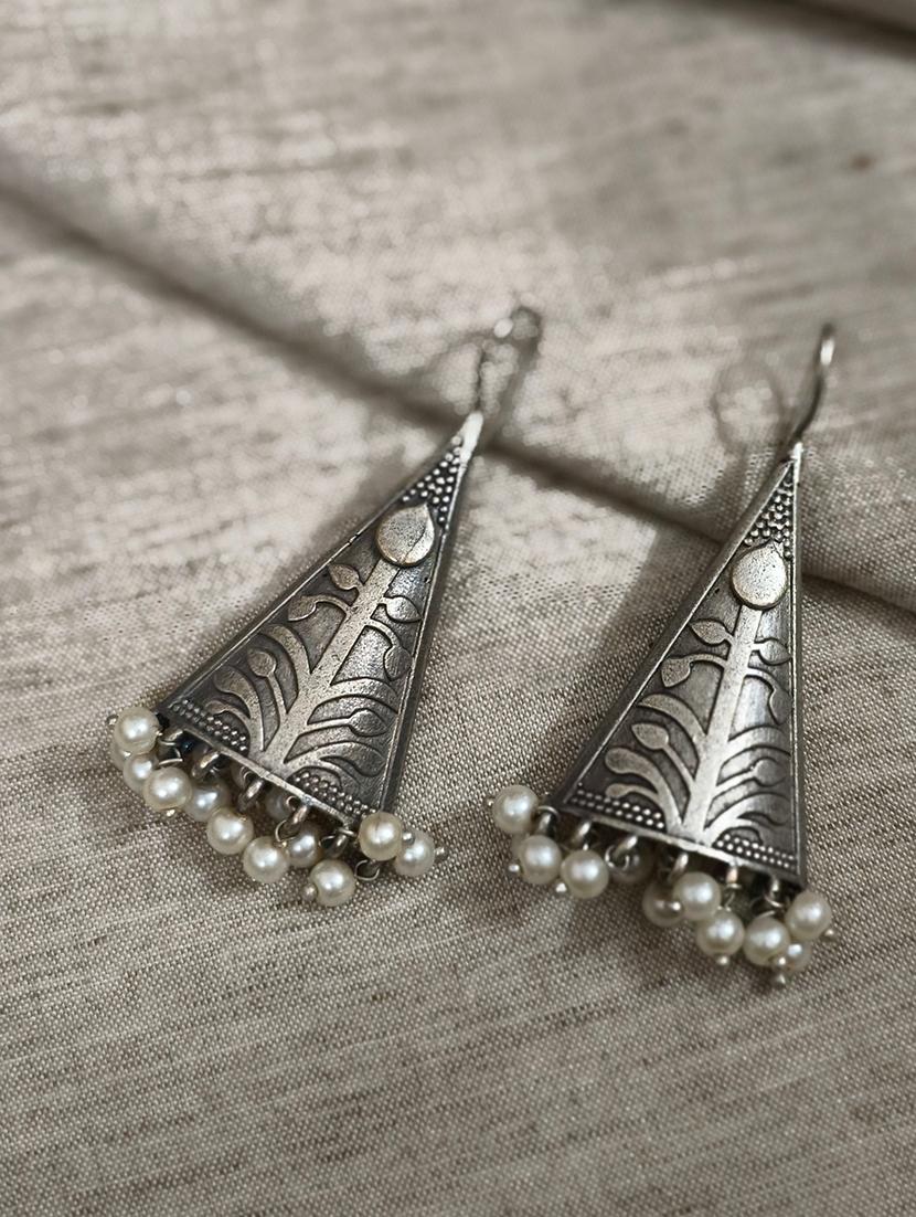 women silver brass drop earrings - 21743806 -  Zoom Image - 0