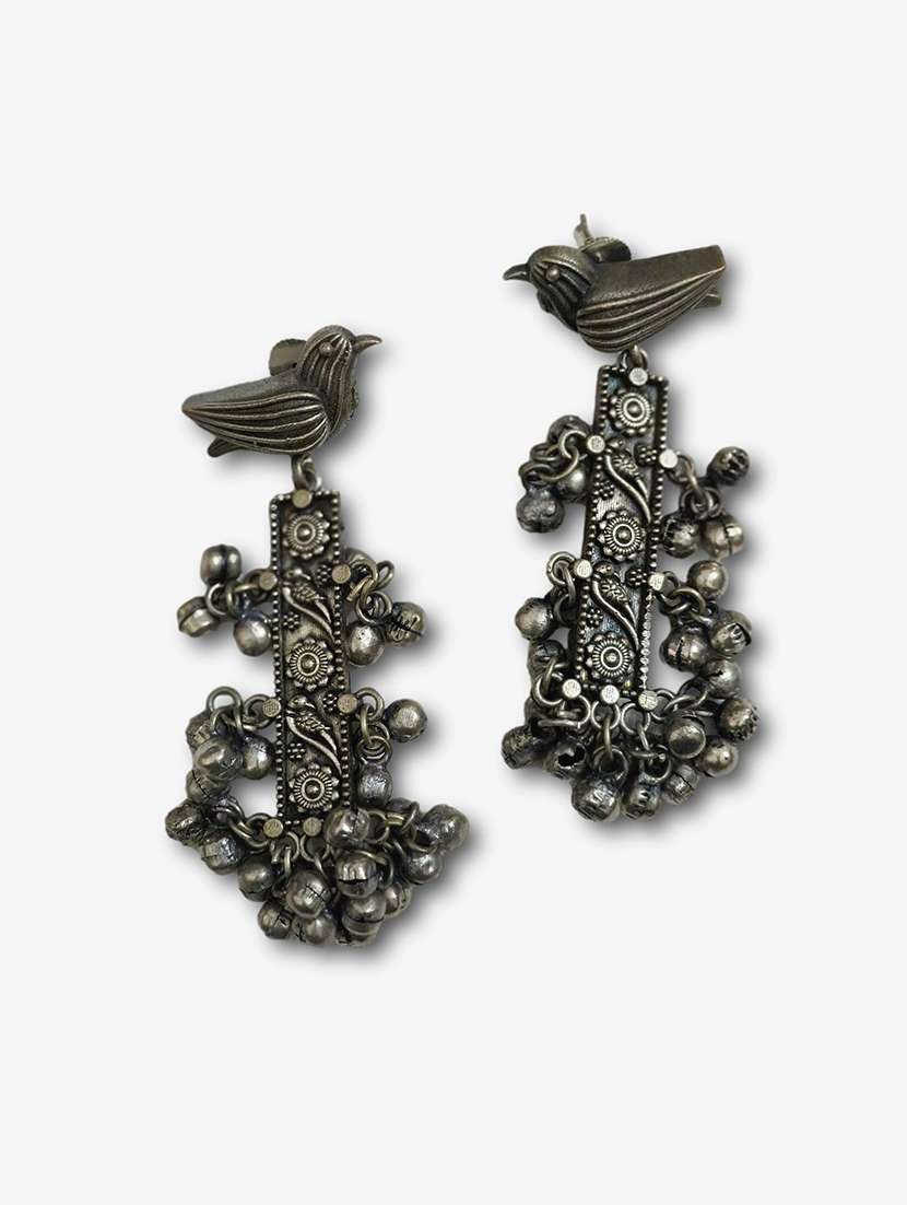 women silver brass drop earrings - 21743807 - Standard Image - 4