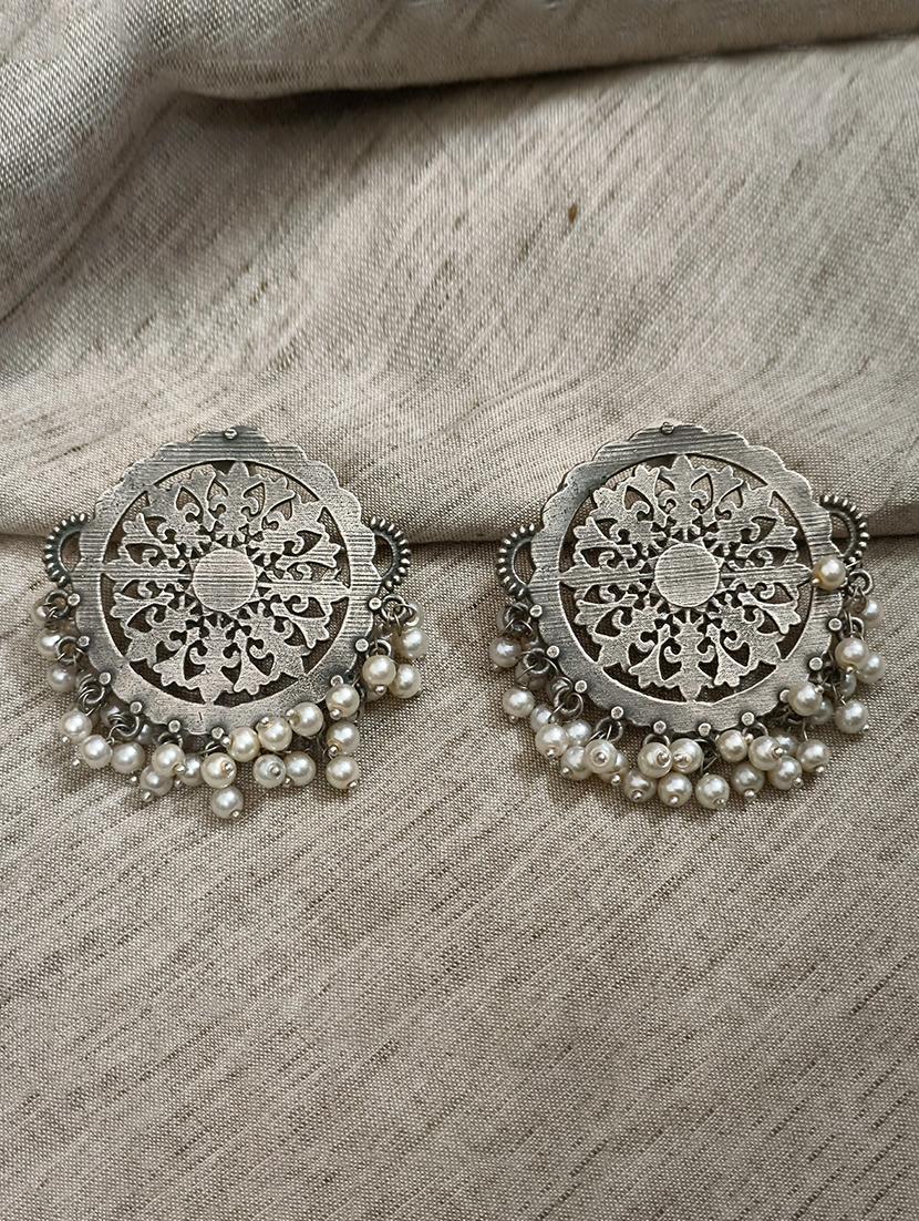 women silver brass studs earrings - 21743815 - Zoom Image - 0