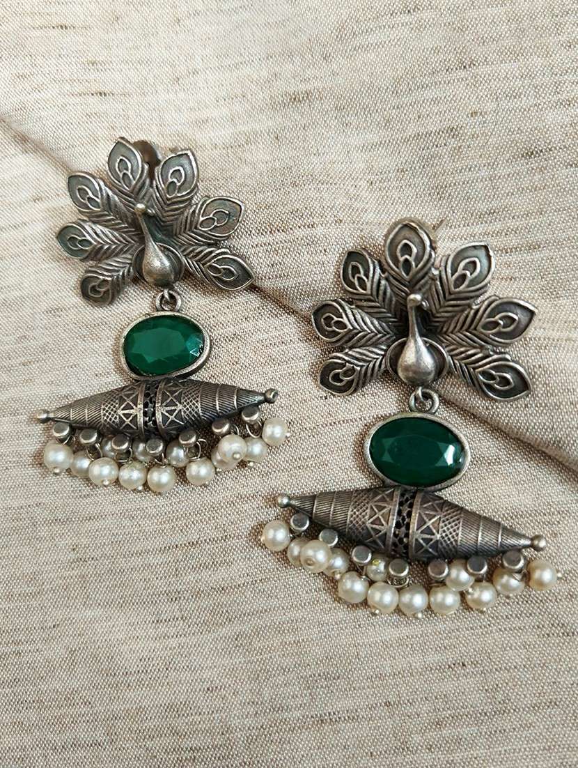 women silver brass drop earrings - 21743821 -  Zoom Image - 0