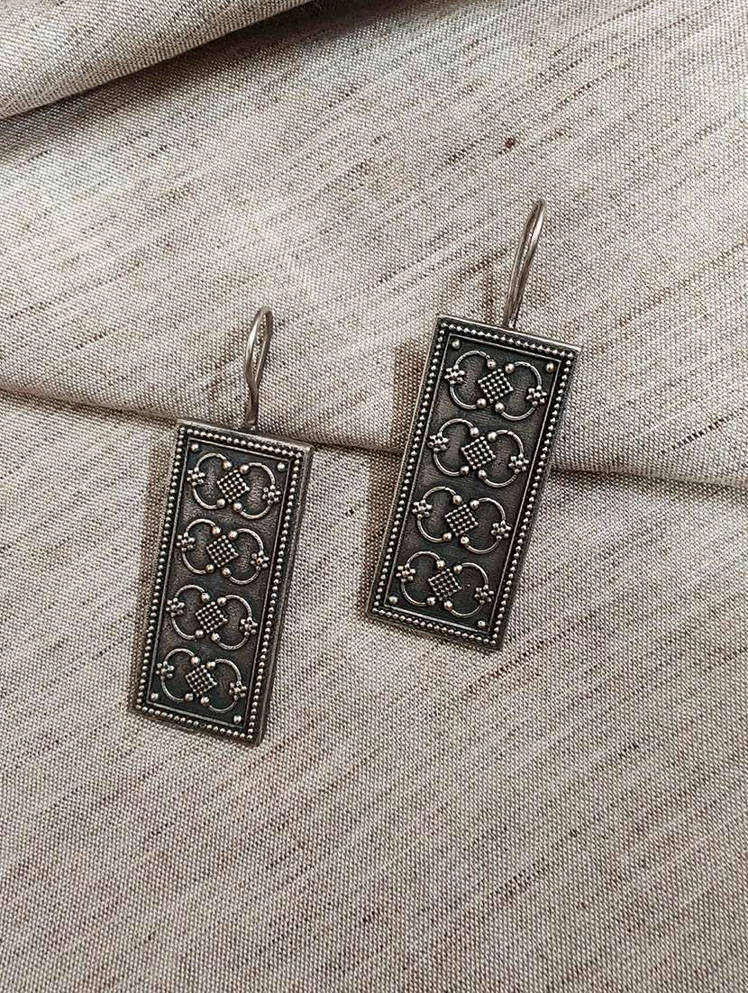 women silver brass drop earrings