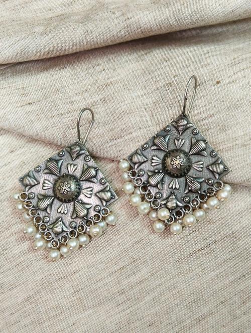 women silver brass drop earrings - 21743825 - Standard Image - 0