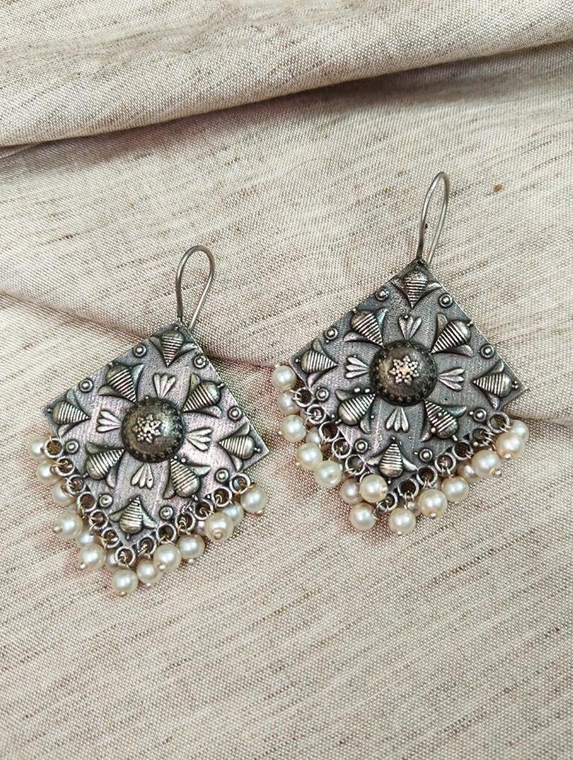 women silver brass drop earrings - 21743825 - Zoom Image - 0