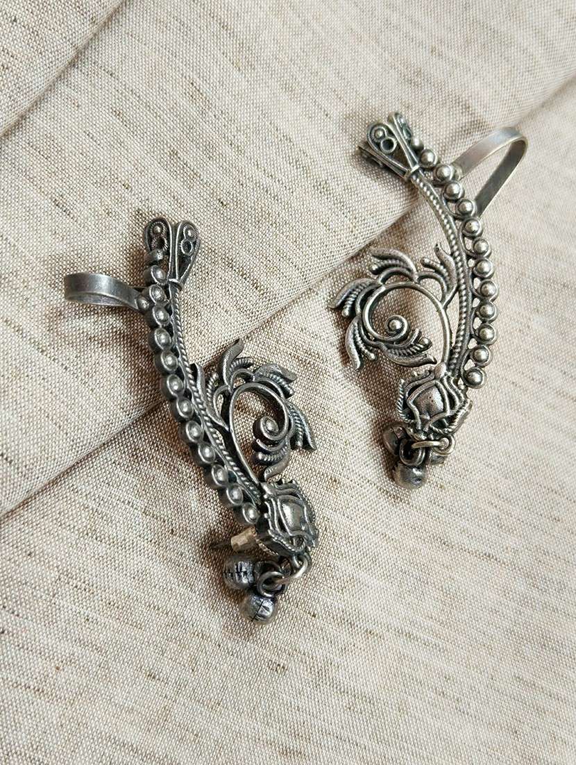women silver brass earcuff earrings