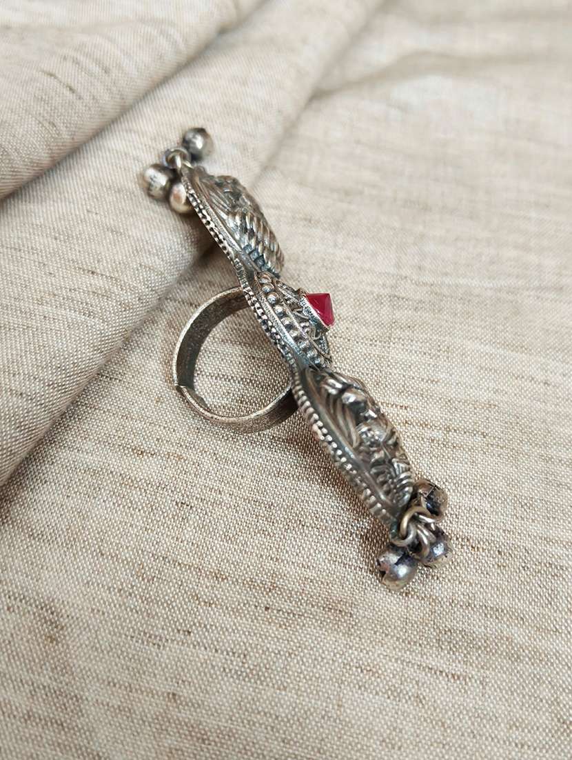 women silver brass adjustable finger ring - 21743838 -  Standard Image - 1