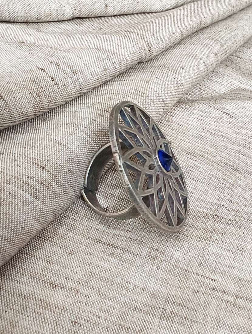 women silver brass adjustable finger ring - 21743841 -  Standard Image - 1