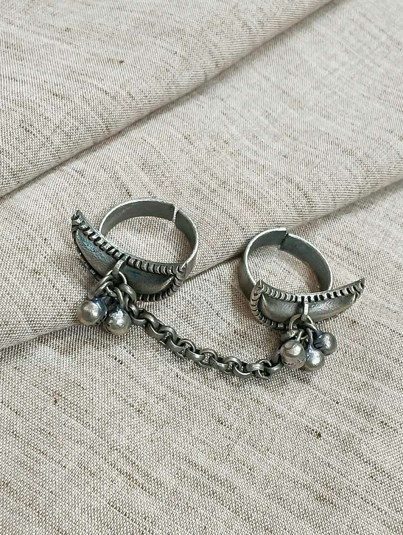 women silver brass adjustable finger ring