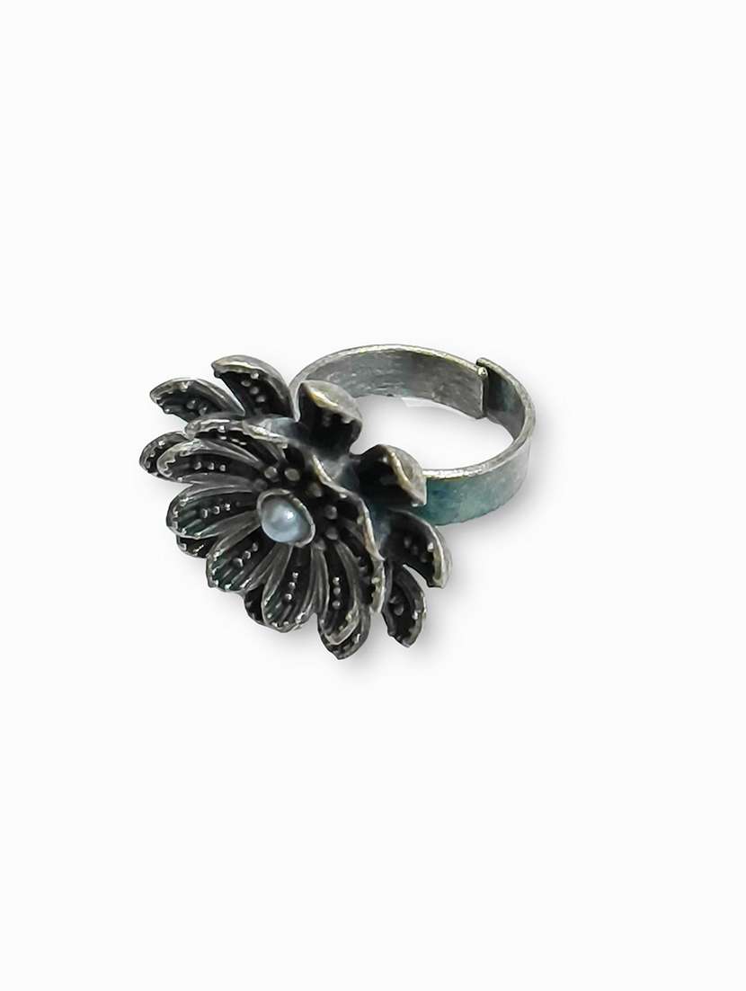 women silver brass adjustable finger ring - 21743845 -  Standard Image - 1