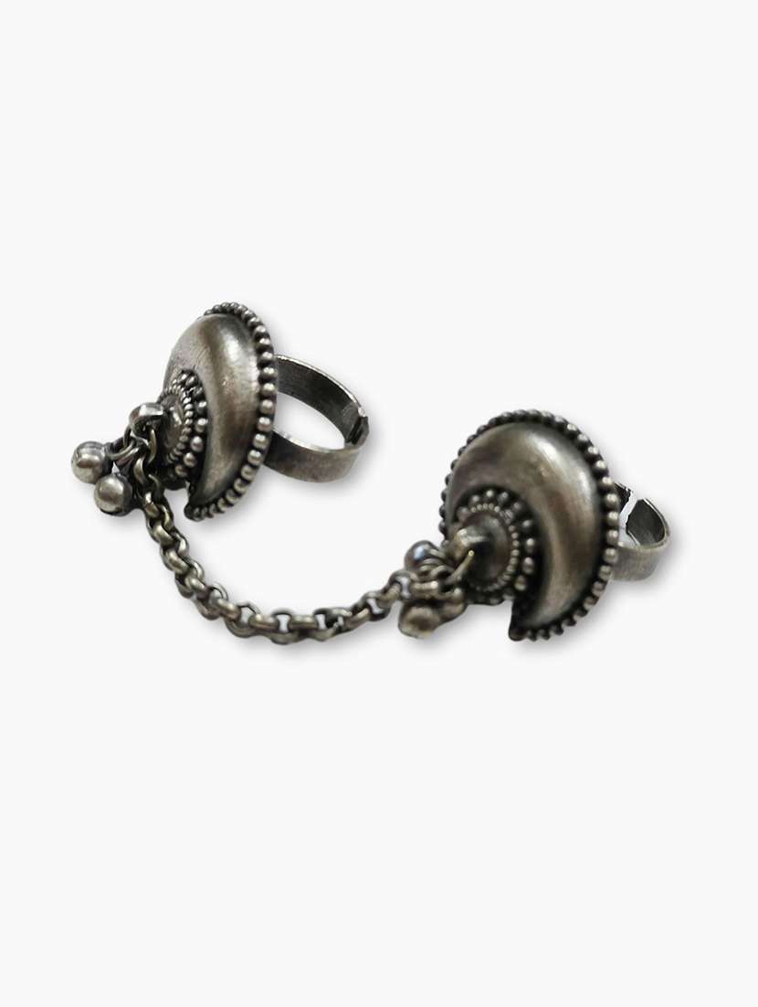 women silver brass adjustable finger ring - 21743846 -  Standard Image - 1