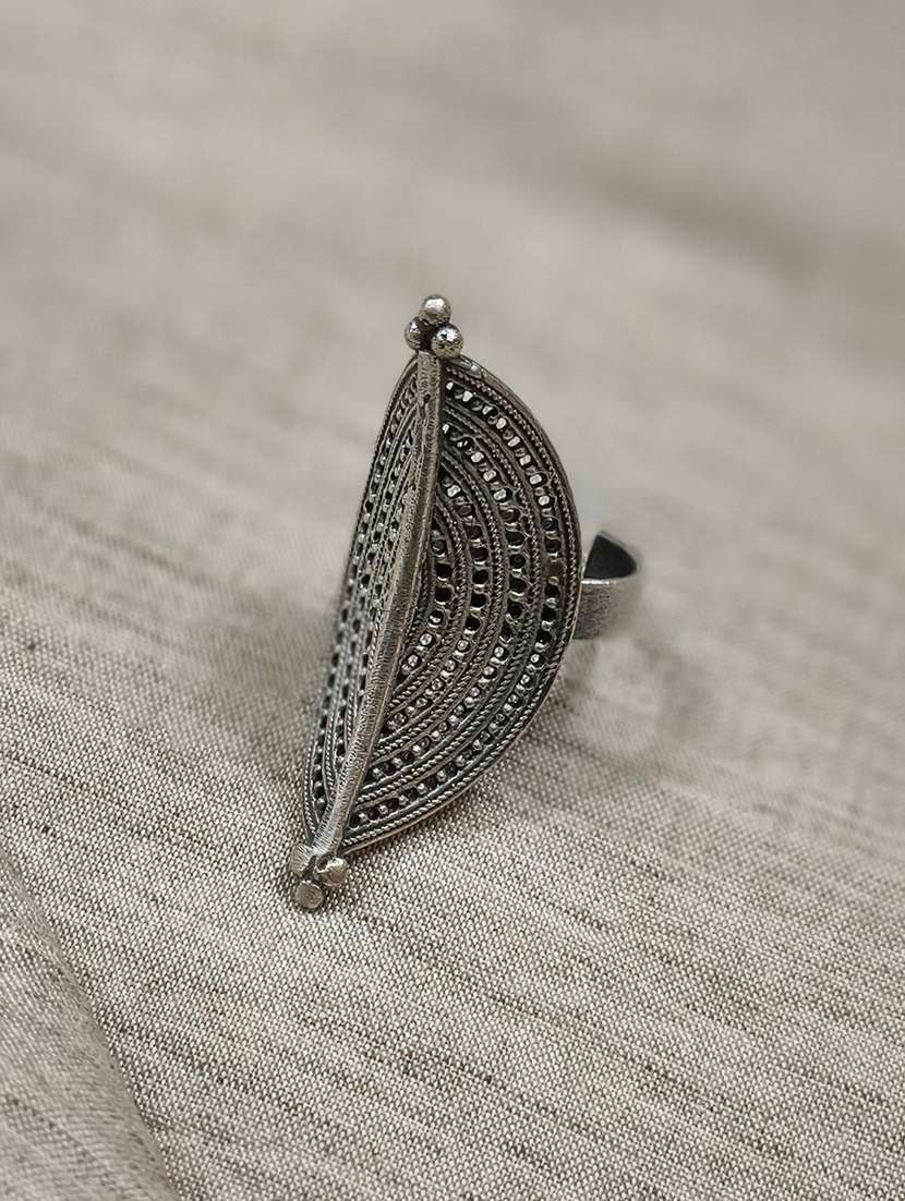 women silver brass adjustable finger ring