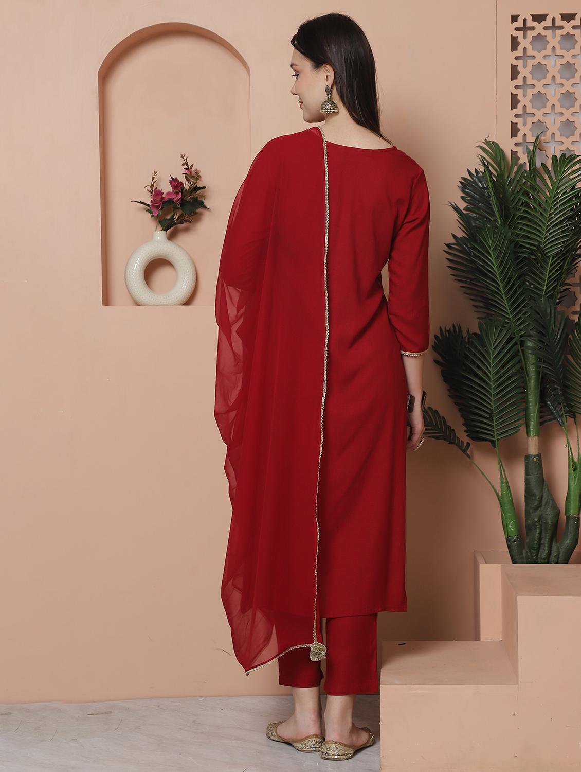 women three quarter sleeve kurta pant with dupatta set - 21743891 - Standard Image - 4
