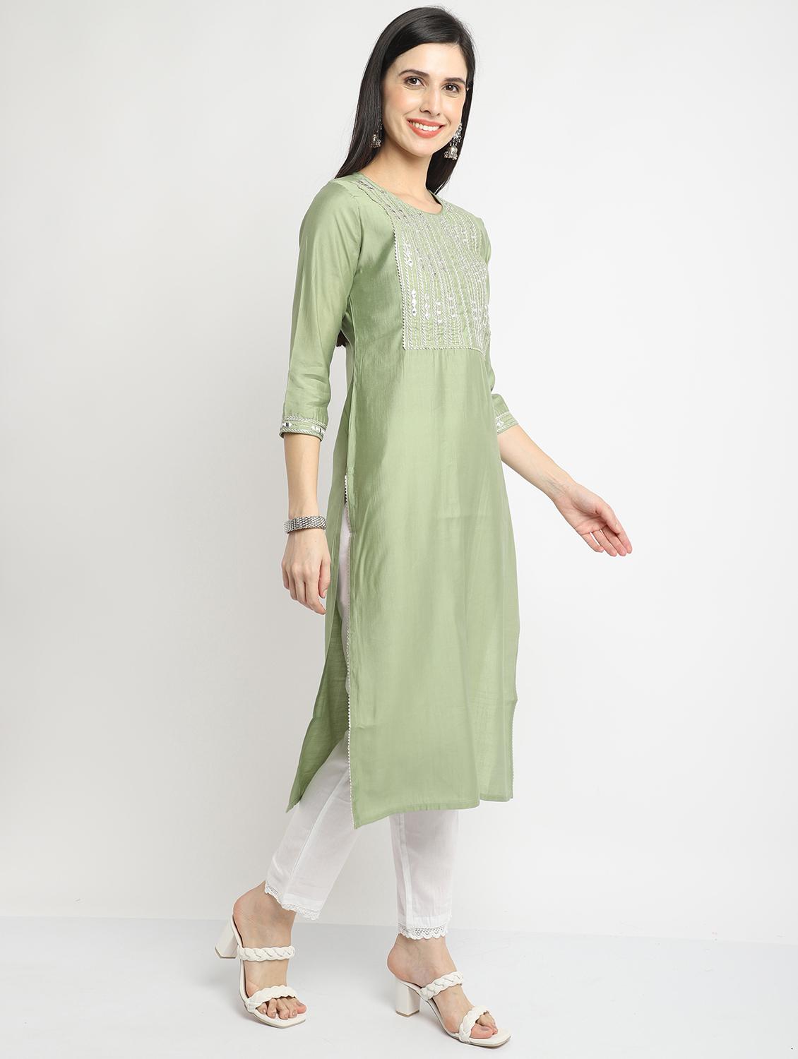 women printed three quarter sleeve straight kurta - 21743918 - Standard Image - 1
