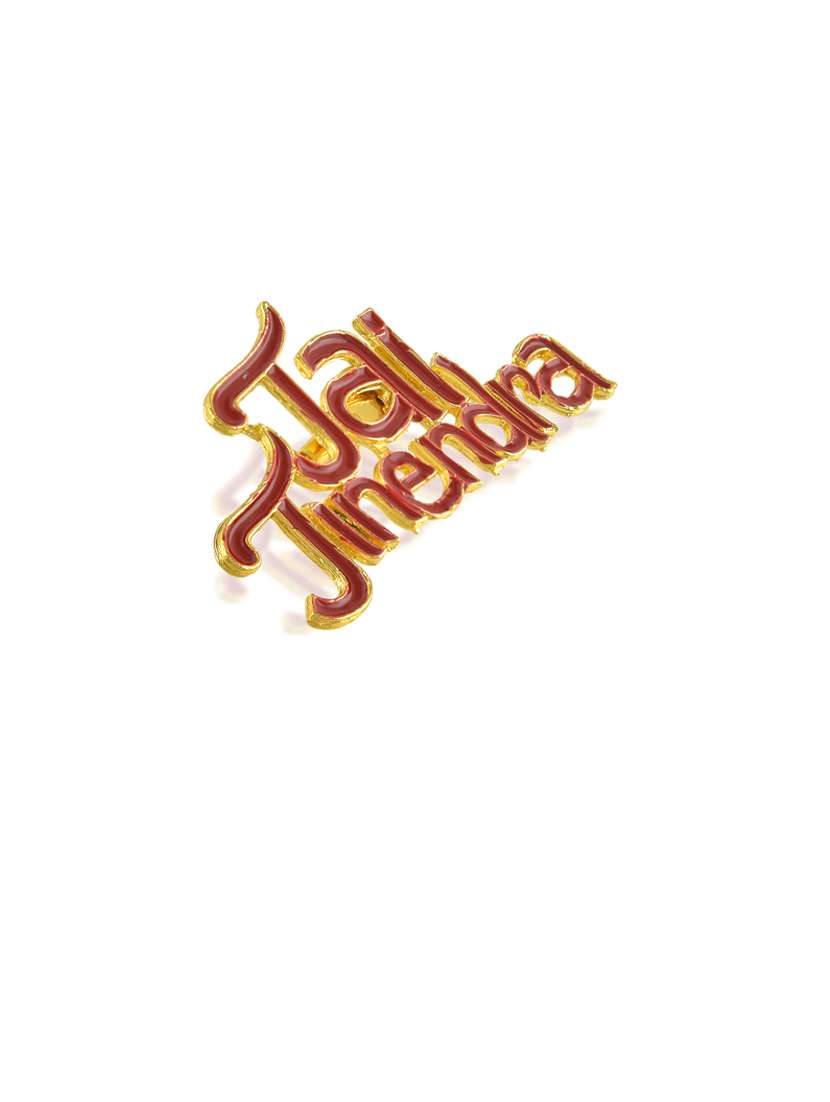 men gold plated jai jinendra brooch  - 21743936 -  Standard Image - 1