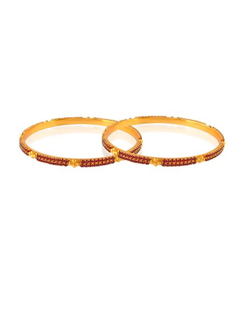 women brass gold imitation ruby bangle set - 21743940 - Standard Image - 0