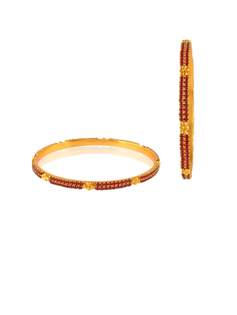 women brass gold imitation ruby bangle set - 21743940 -  Standard Image - 1