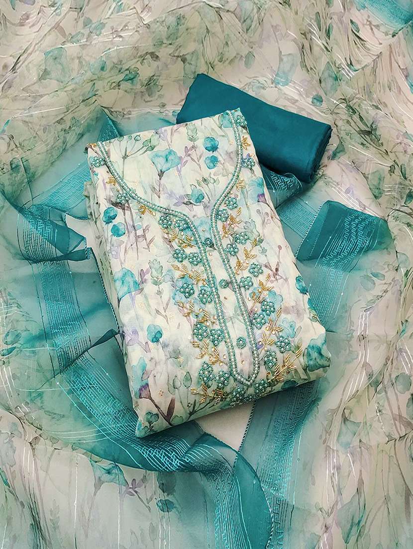 women printed unstitched suit set with dupatta