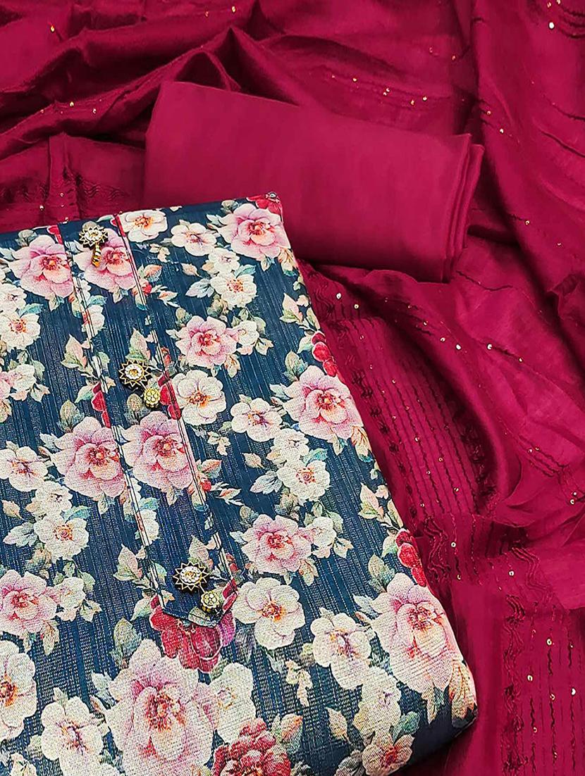 women floral print unstitched suit set with dupatta - 21744044 -  Standard Image - 1