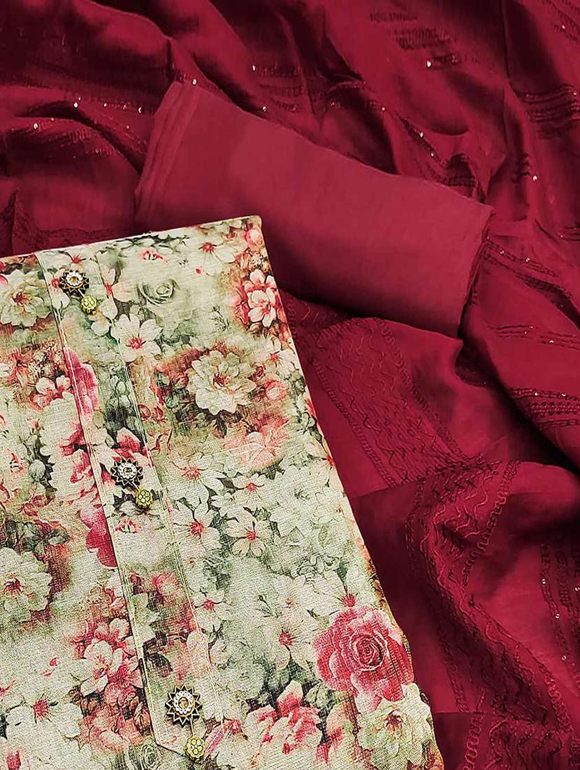 women floral print unstitched suit set with dupatta - 21744045 -  Standard Image - 1
