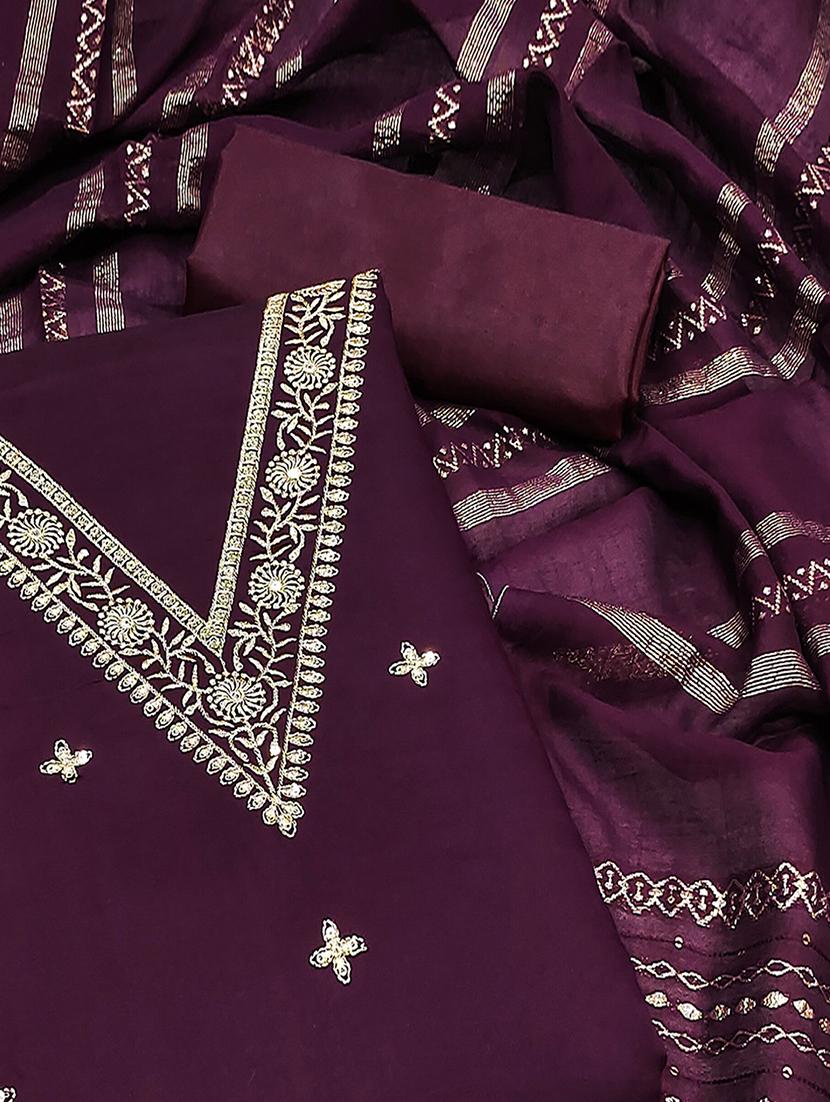 embroidered unstitched suit set with dupatta - 21744054 -  Standard Image - 1
