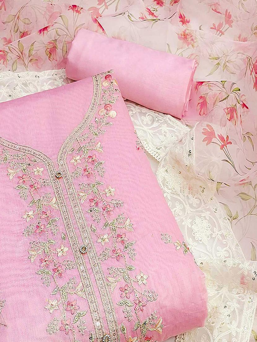 embroidered unstitched suit set with dupatta - 21744061 - Standard Image - 1