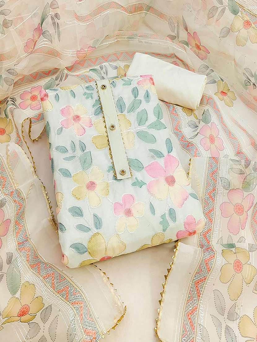 women printed unstitched suit set with dupatta