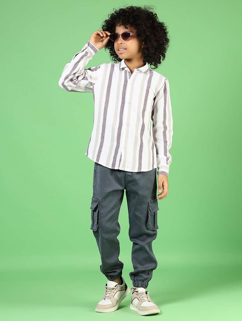 boys straaiped collared long sleeves shirt - 21744114 - Standard Image - 4