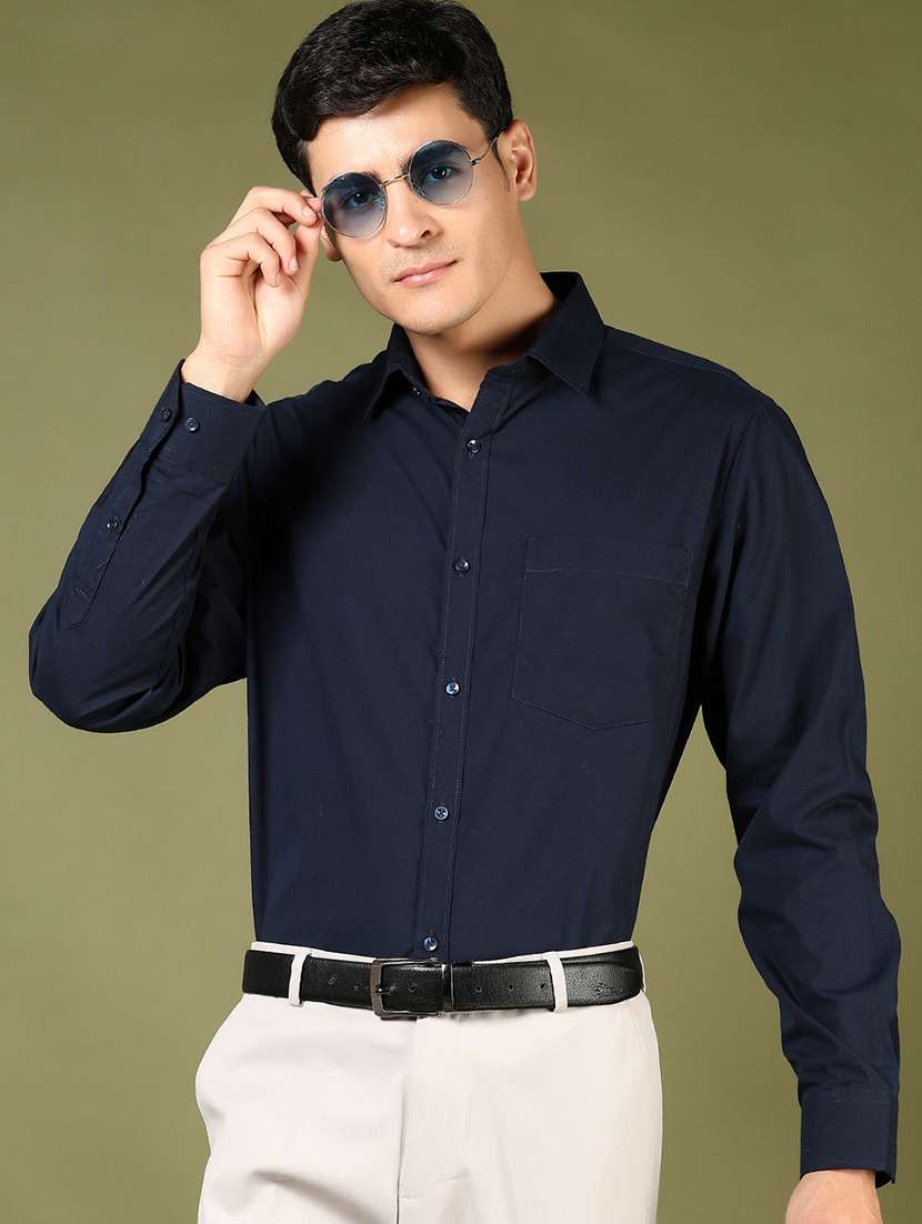 men solid long sleeve regular fit formal shirt