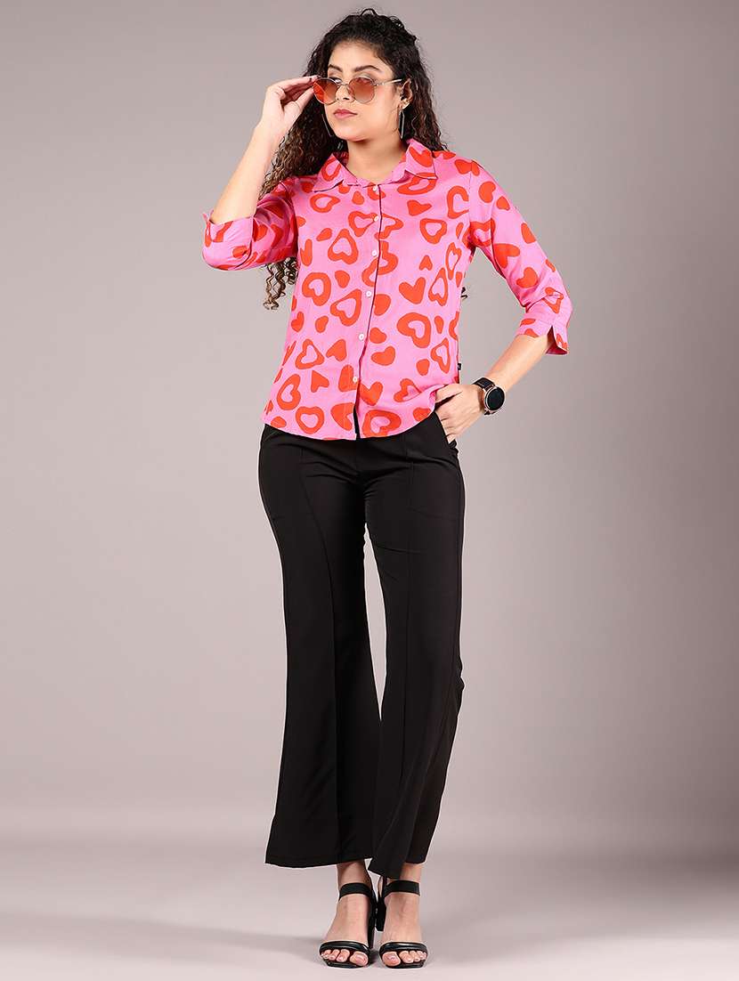 women pink printed collared regular shirt - 21744155 - Standard Image - 4