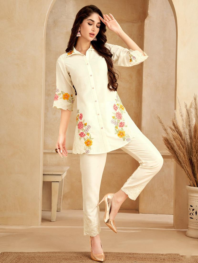 women embroidered top & bottom co-ord set - 21744766 -  Zoom Image - 0