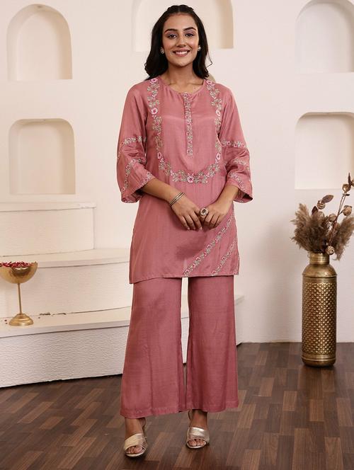 women embroidered top & bottom co-ord set - 21744940 -  Standard Image - 0