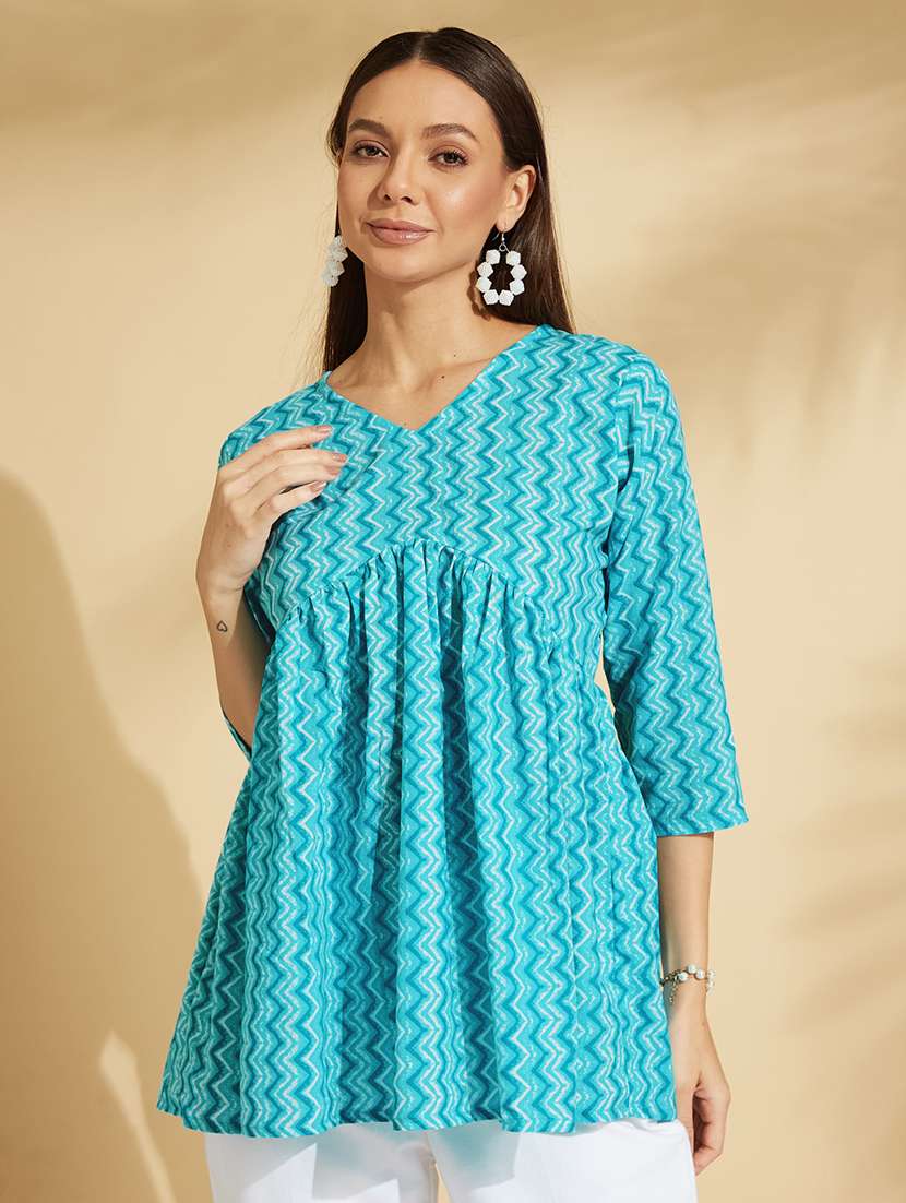 women printed a-line kurti
