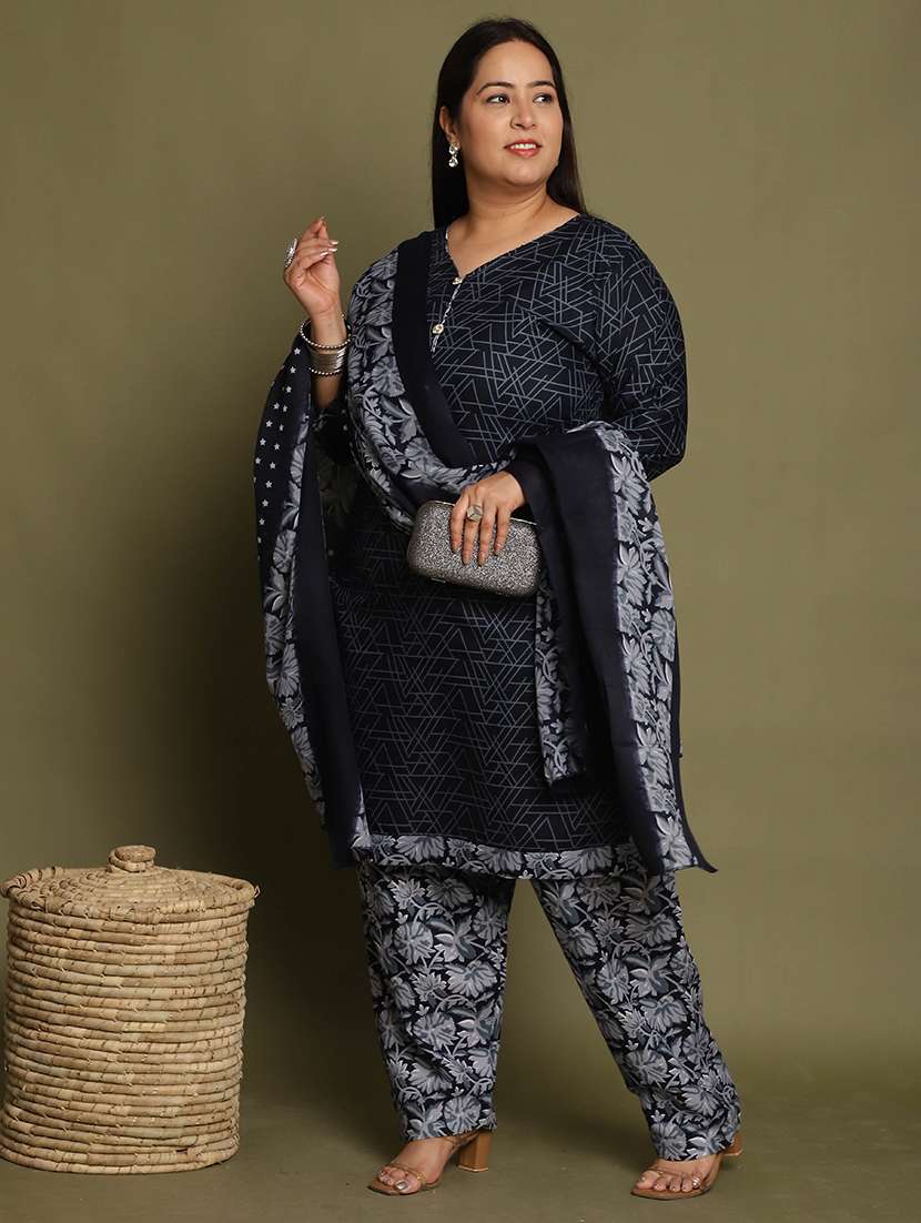 women printed plus size kurta salwar with dupatta set - 21745731 -  Standard Image - 1