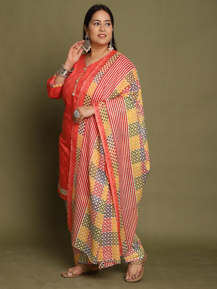 women printed plus size kurta salwar with dupatta set - 21745733 - Standard Image - 1