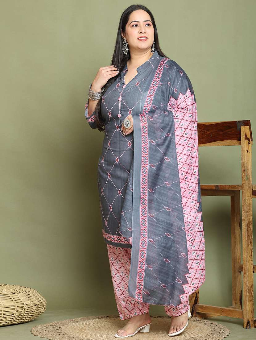 women printed plus size kurta salwar with dupatta set - 21745742 -  Standard Image - 1