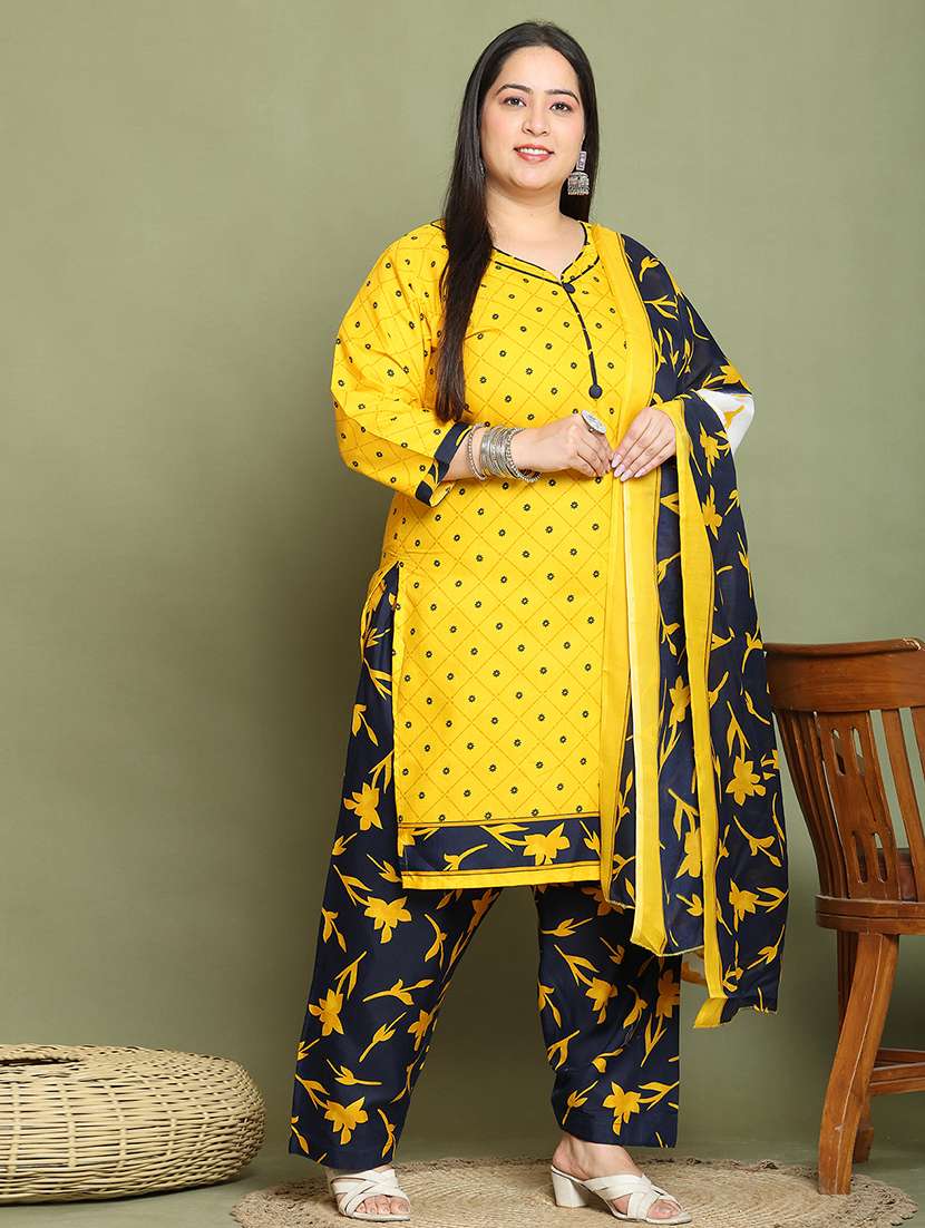 women printed plus size kurta salwar with dupatta set - 21745747 -  Standard Image - 1