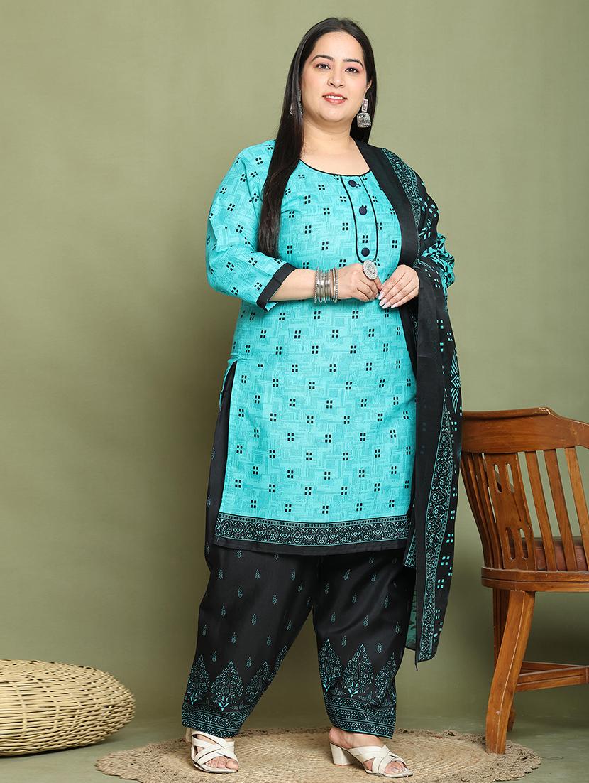 women printed plus size kurta salwar with dupatta set - 21745751 -  Standard Image - 1