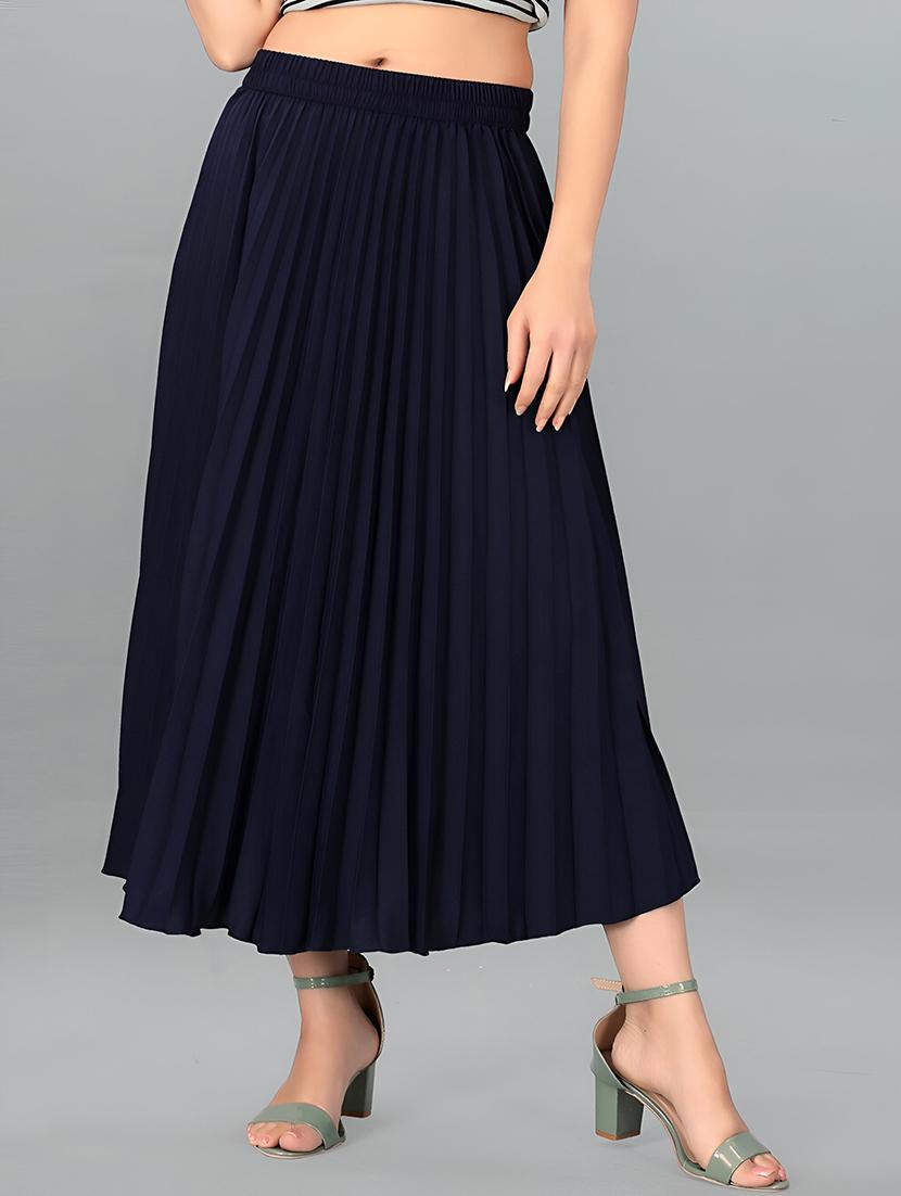 women solid high rise flared skirt - 21745804 - Standard Image - 4