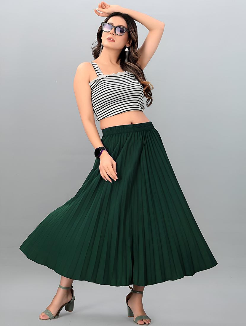women solid high rise flared skirt - 21745805 - Standard Image - 1