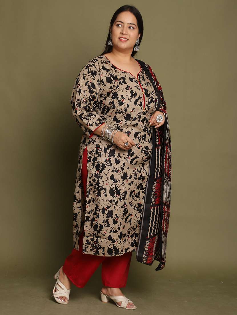 women printed plus size kurta pant with dupatta set - 21745822 -  Standard Image - 1