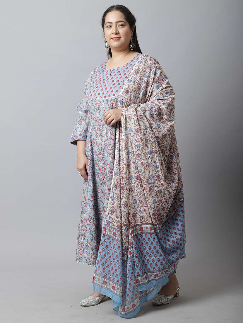 women printed plus size kurta pant with dupatta set - 21745856 -  Standard Image - 1