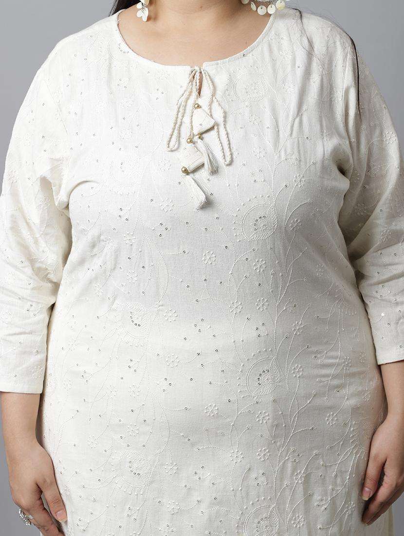 women plus size three quarter sleeve kurta pant with dupatta set - 21745864 -  Standard Image - 1