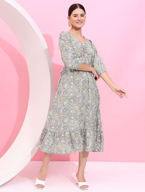 women printed tiered dress - 21745886 - Standard Image - 0