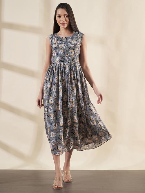 women printed fit & flare dress - 21745890 - Standard Image - 0